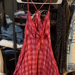 Free People Red Checkered Maxi Dress